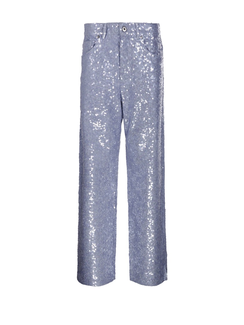 P.a.r.o.s.h Parosh Straight-leg Jeans With Sequin Detailing In Blue