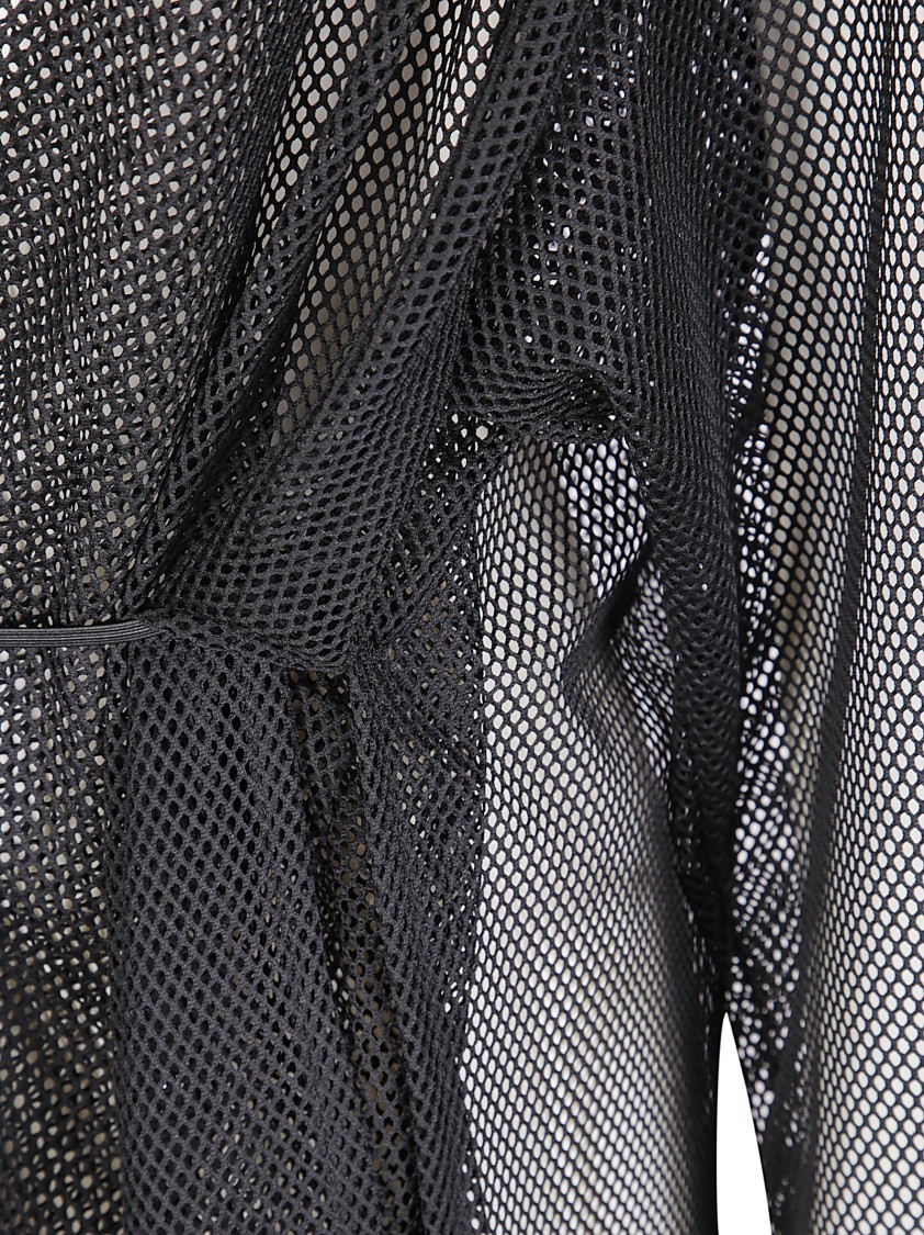 Maria Calderara Lightweight Black Mesh Jacket With Deep V-neck In Black
