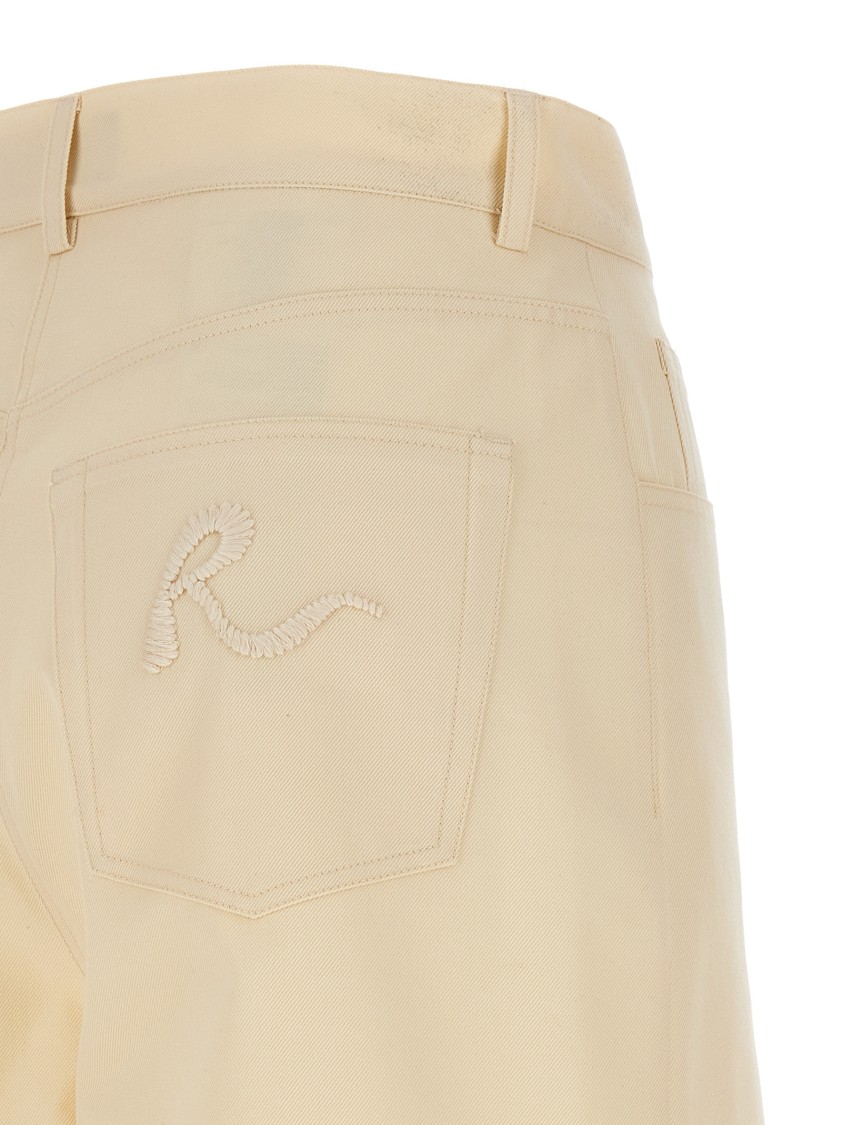 Rochas Wide Leg Jeans With Front And Back Pockets In Yellow