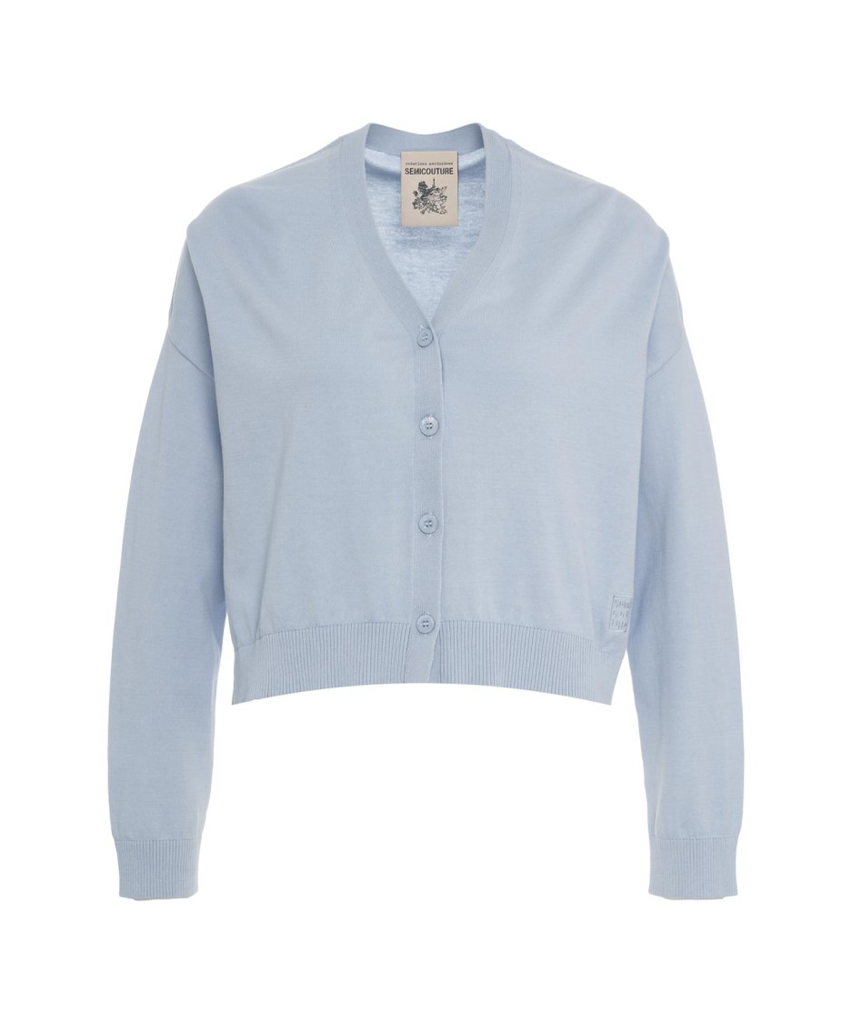 SEMICOUTURE SEMI COUTURE BUTTON-CLOSURE CARDIGAN WITH RIBBED DETAILING