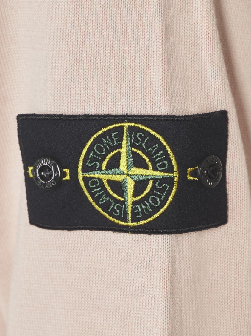 Stone Island Crew Neck Sweater With Logo Patch In Neutral