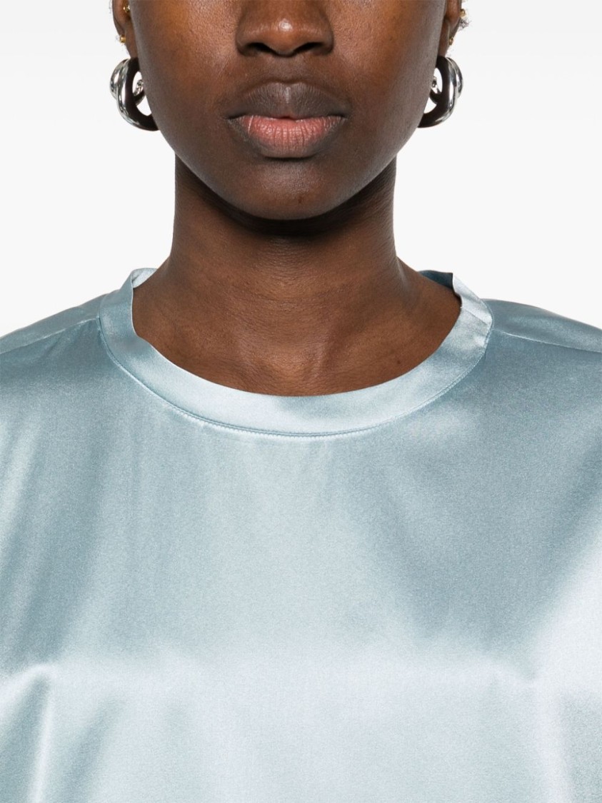 Pinko Farida Blouse Satin Silk Clothing In Blue