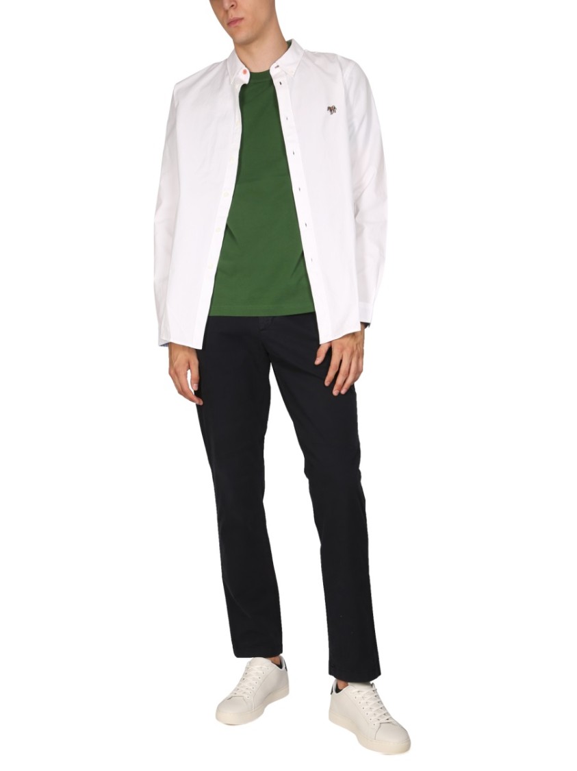 Shop Ps By Paul Smith Ps Paul Smith Regular Fit Shirt With Classic Collar And Embroidered Detail In White
