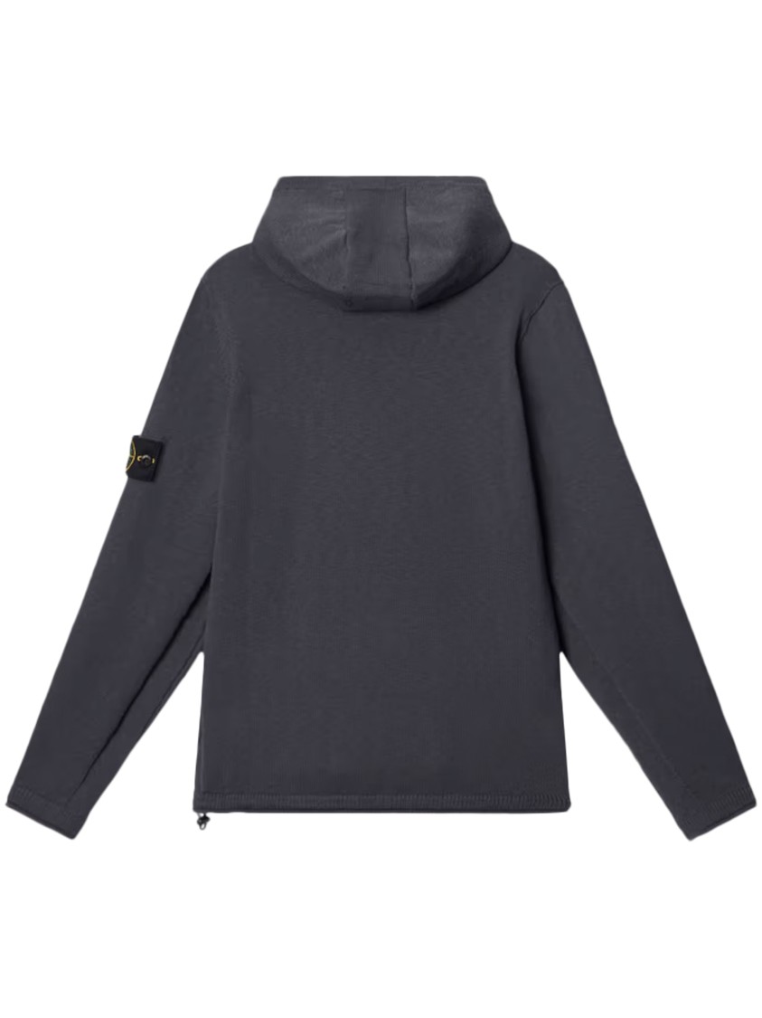 Stone Island Relaxed-fit Grey Hoodie With Textured Fabric In Gray