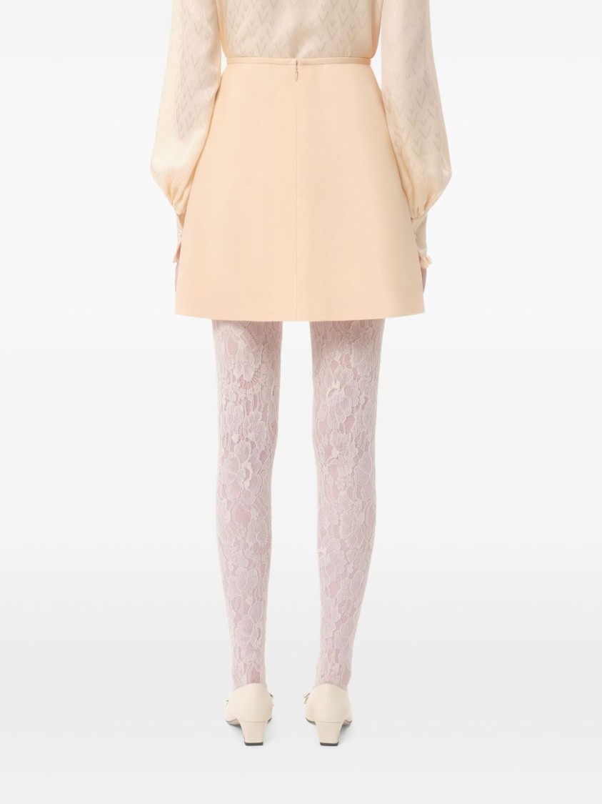 Valentino Womens Betulla Bow Pleated Wool-silk Woven Mini Skirt
