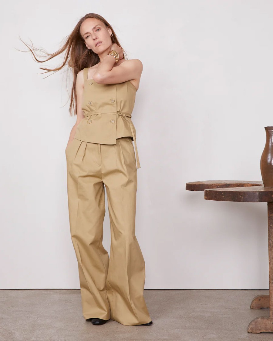 Officine Generale Double-breasted Strap Top With Asymmetrical Hem