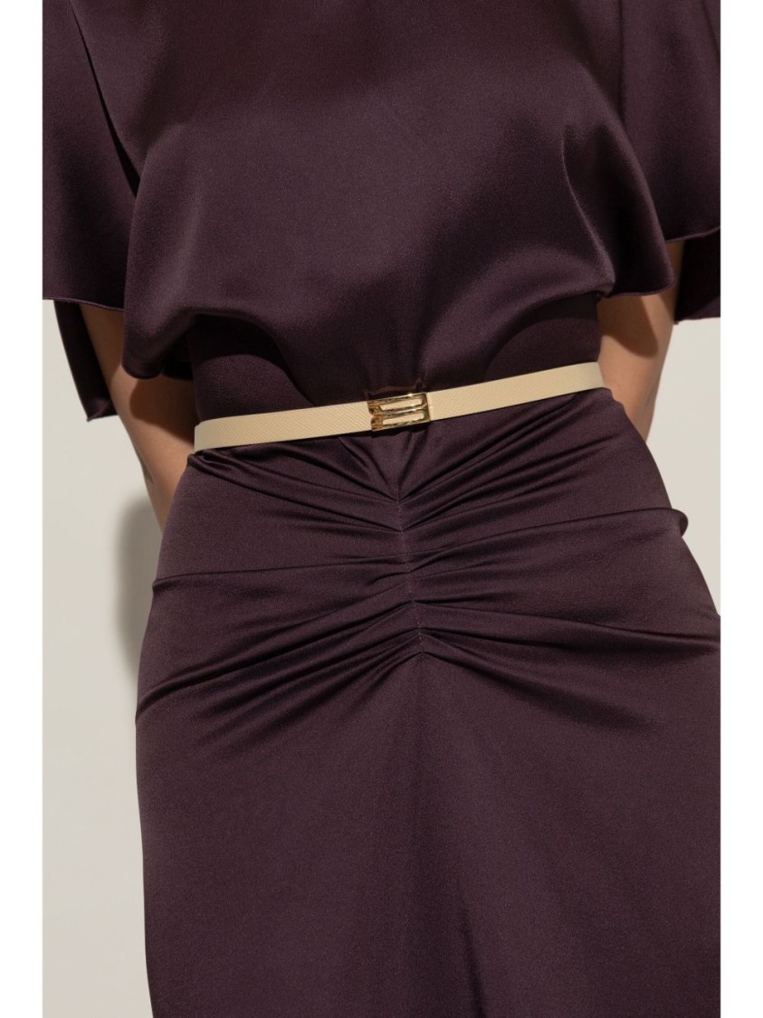 Victoria Beckham Micro Frame Belt In Ivory Grained Calfskin