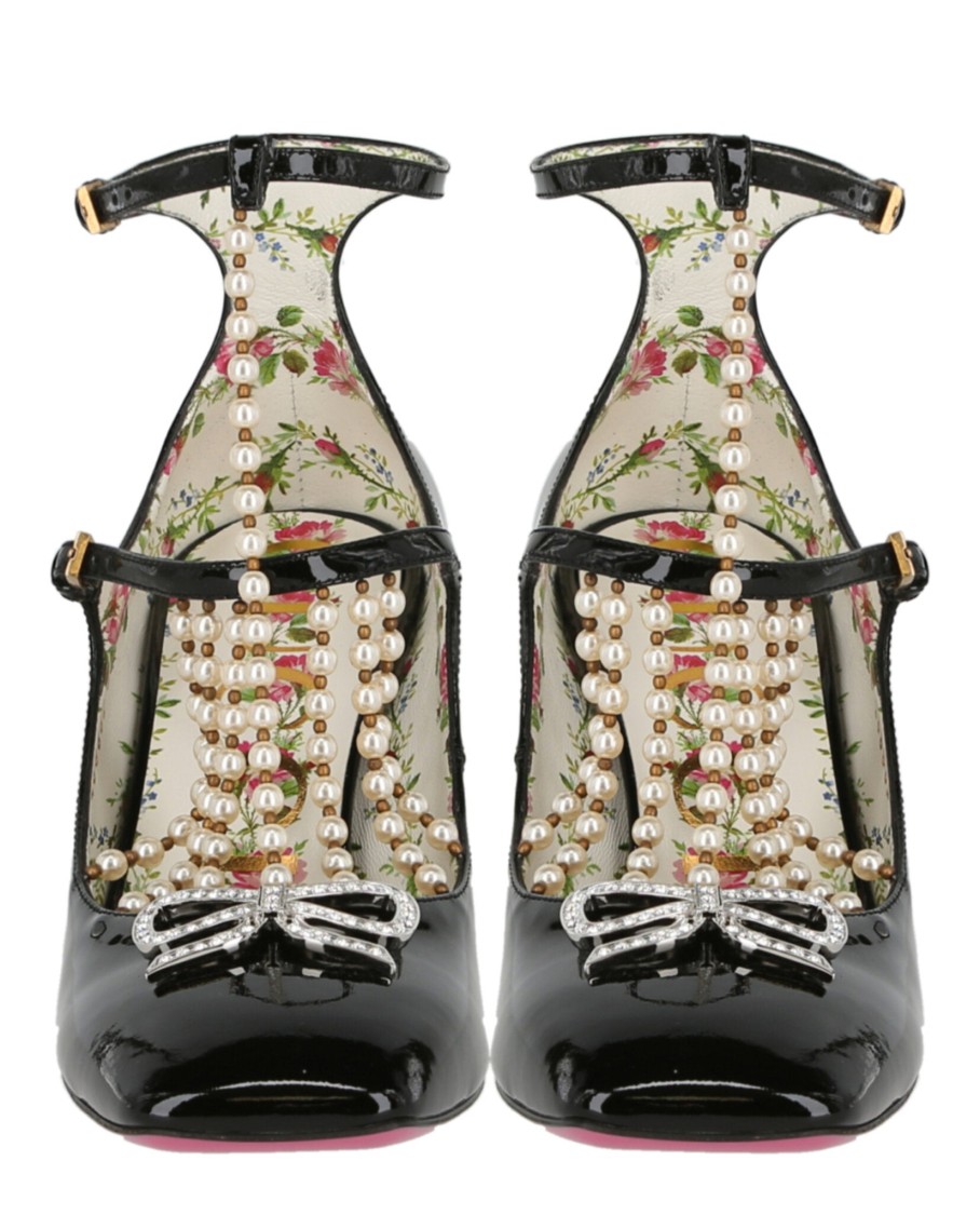 Gucci Taide Embelished Patent Leather Pumps