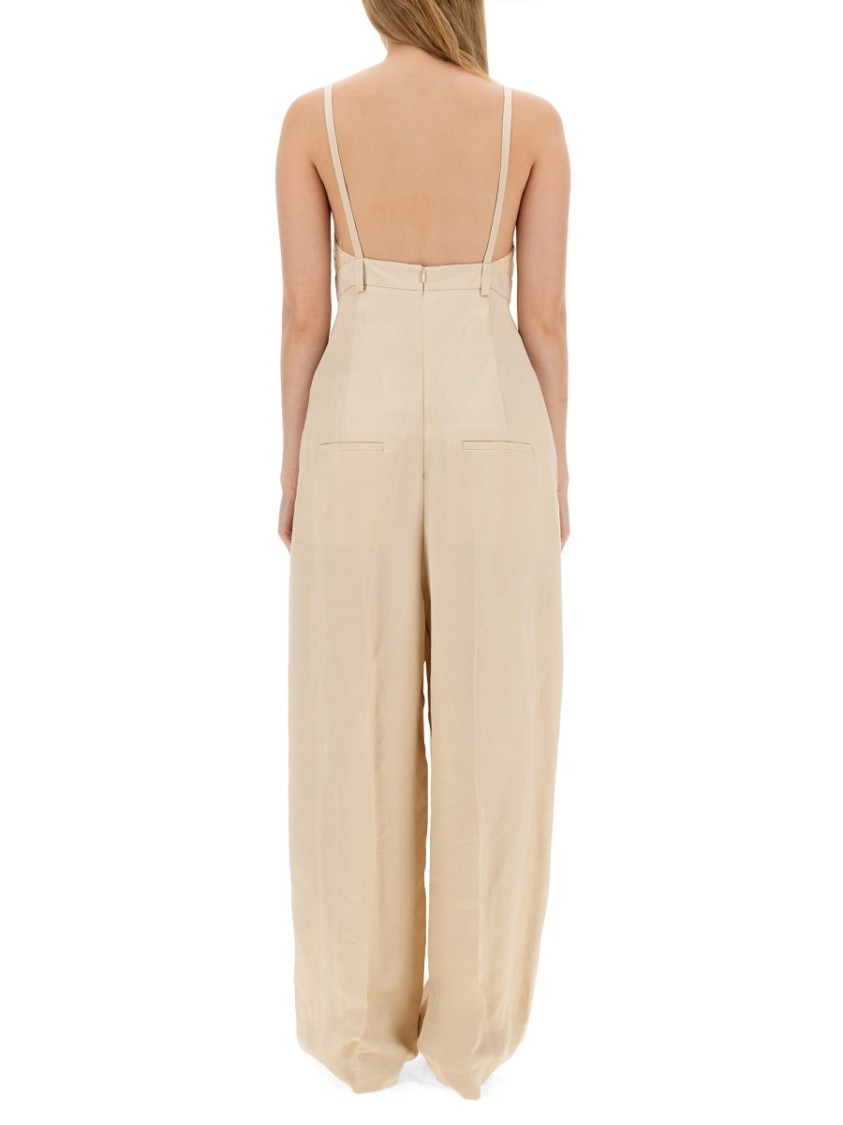 Alysi V-neck Wide-leg Jumpsuit In Neutrals