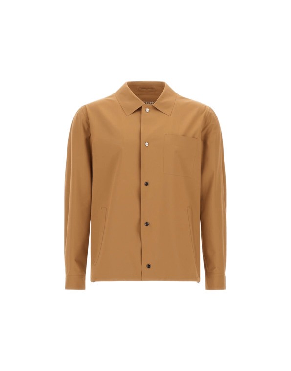 Herno Lightweight Double Bi-stretch Brown Jacket With Classic Collar