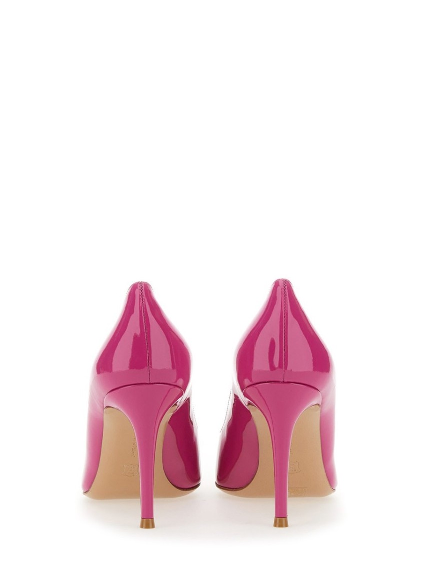 Gianvito Rossi Glossy Leather Pointed Toe Stiletto Heel Pumps In Pink