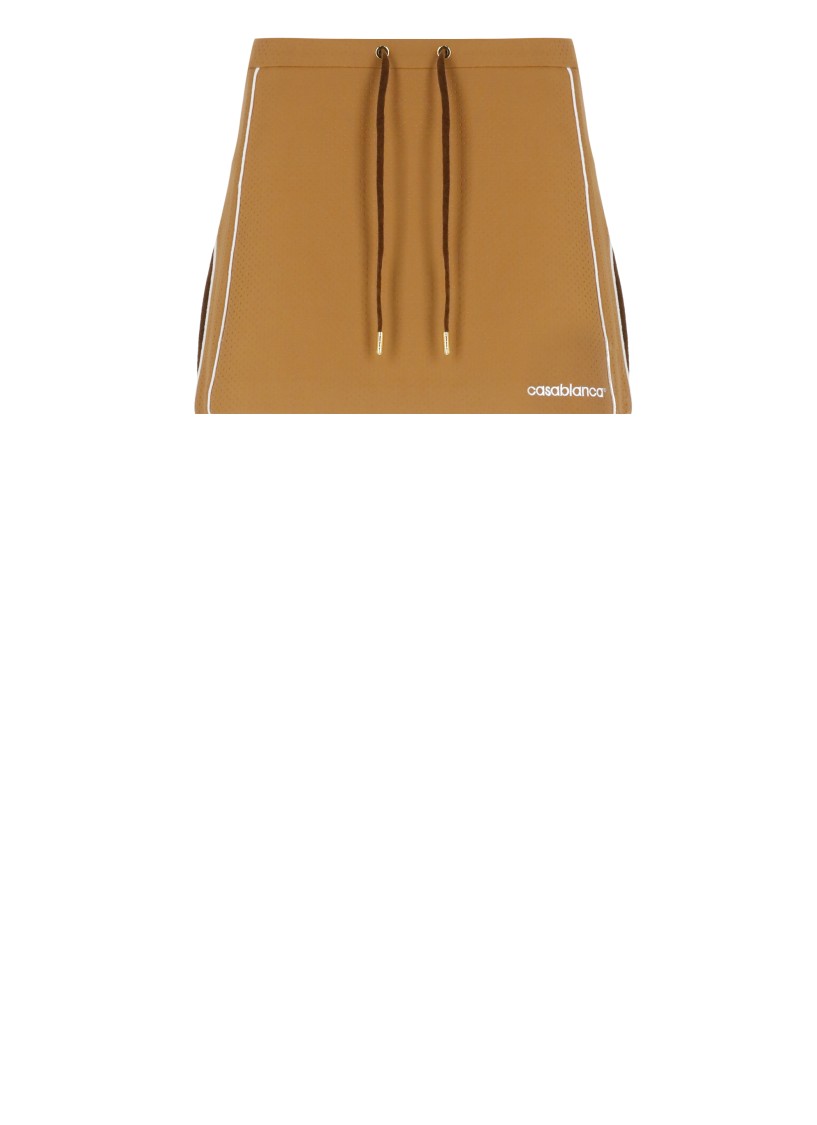 Casablanca Chenille Panelled Track Skirt In Blue