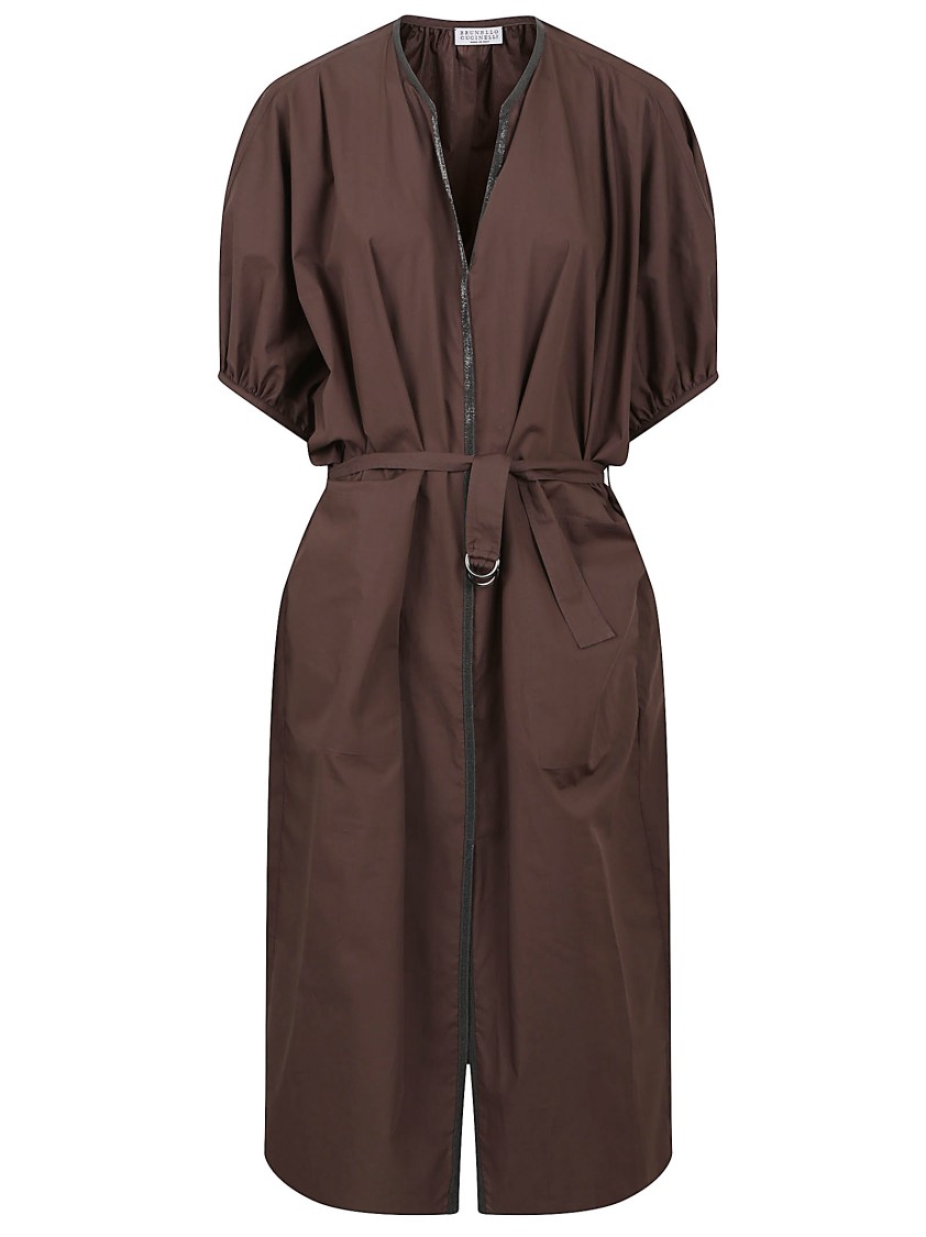 Brunello Cucinelli Cotton Poplin Dress With Monili Embroidery