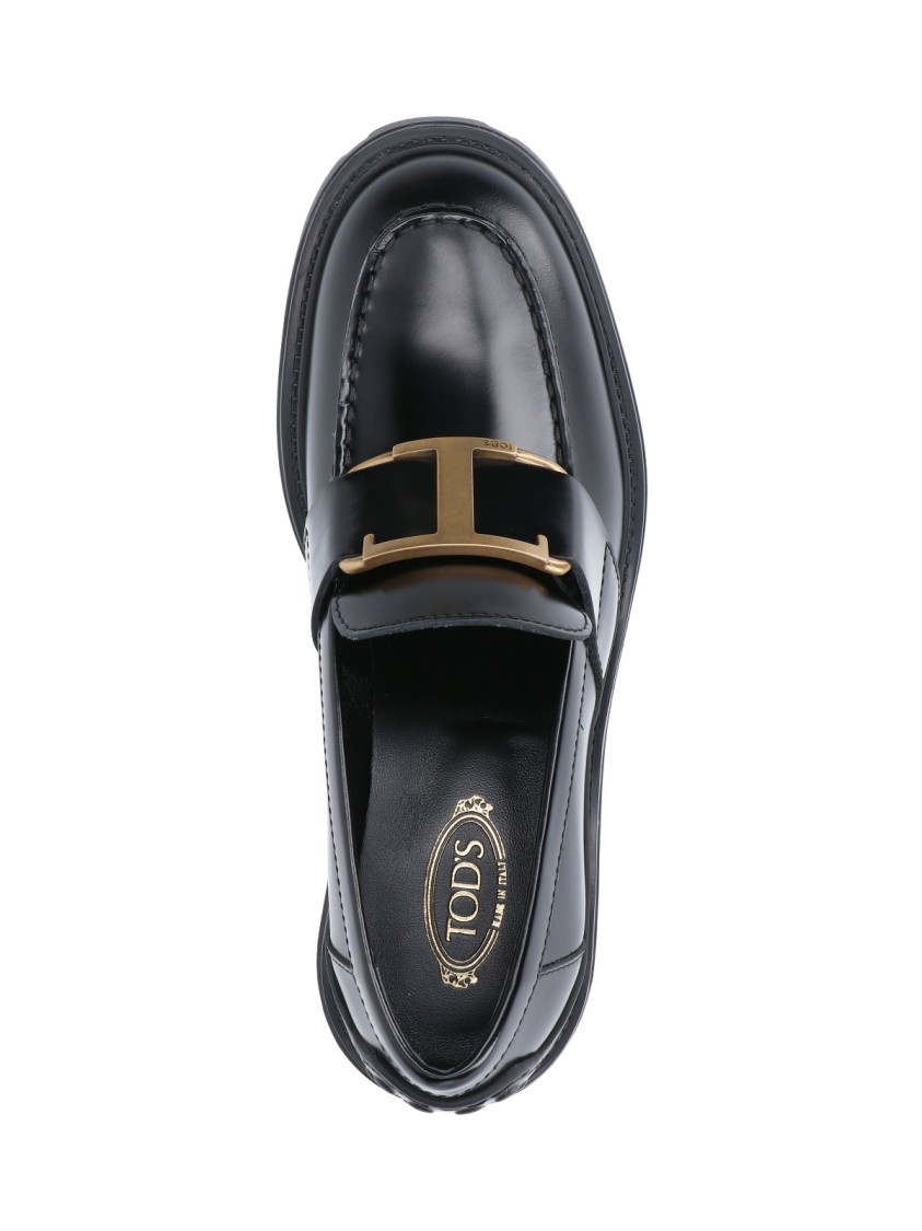 TOD'S TOD'S BLACK LEATHER BUCKLE MOCCASINS – BLACK 