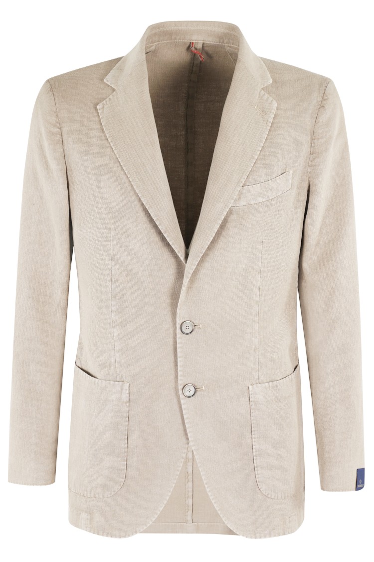 Santaniello Two-button Jacket In Light Ramie Blend In Grey