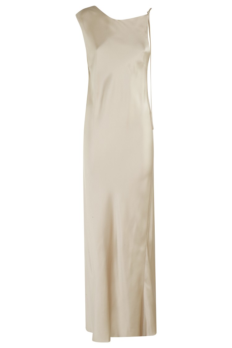 Shop Alysi Liquid Satin Maxi Dress With Asymmetric Straps