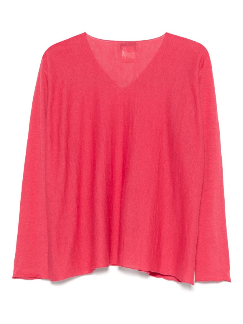 Bruno Manetti Relaxed Fit Deep V-neck Pink Sweater In Pink