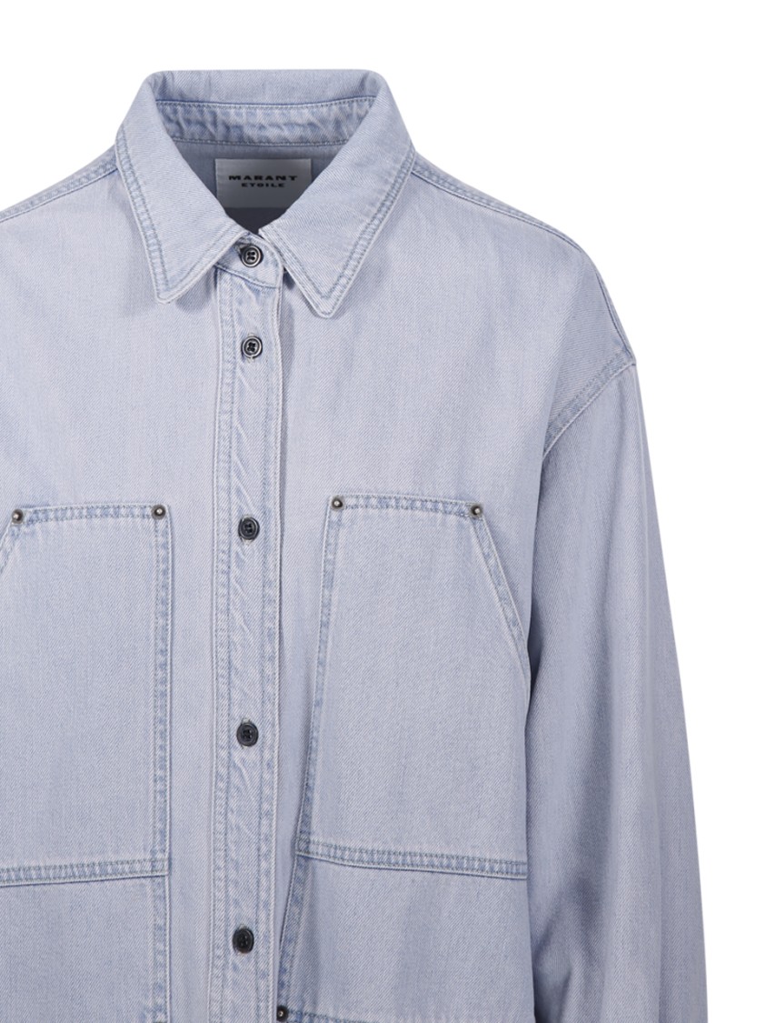 Isabel Marant Étoile Gb Long Sleeves Collared Neck Chest Pockets In Blue