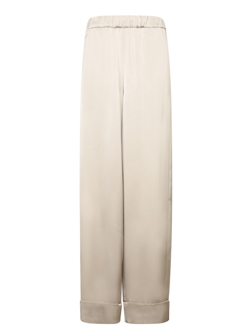 Blanca Vita Tailored Beige Trousers With Elasticated Waistband In Neutrals