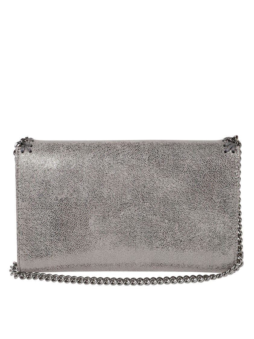 Stella Mccartney Textured Silver Clutch Bag In Gray