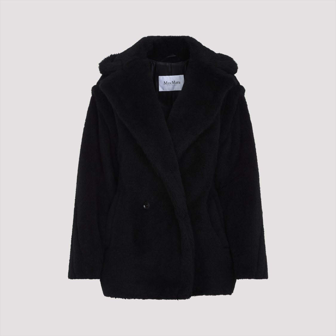 Shop Max Mara Fuxia Teddy Short Coat In Black