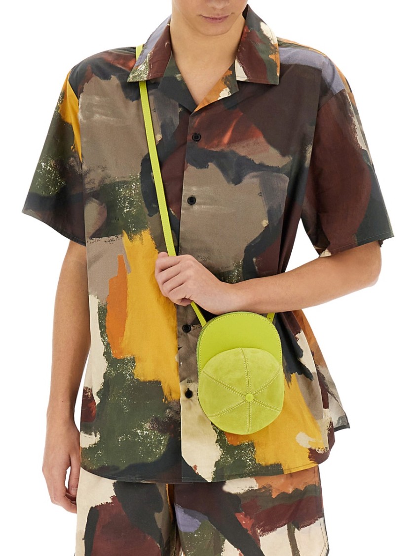 Jw Anderson J. W. Anderson Wide V-neck Short Sleeve Shirt With Abstract Print In Multicolor