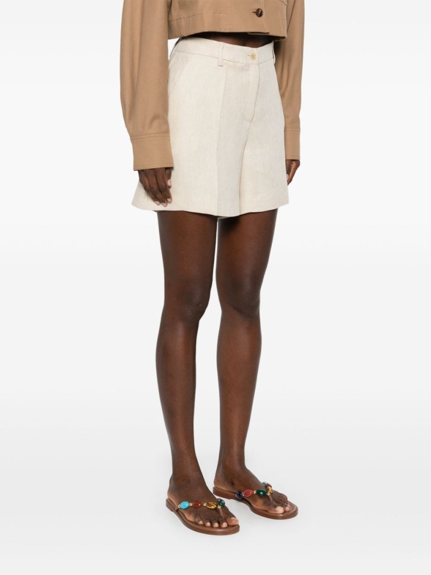 P.a.r.o.s.h Parosh Beige Linen Tailored Shorts With High Waist In Neutral
