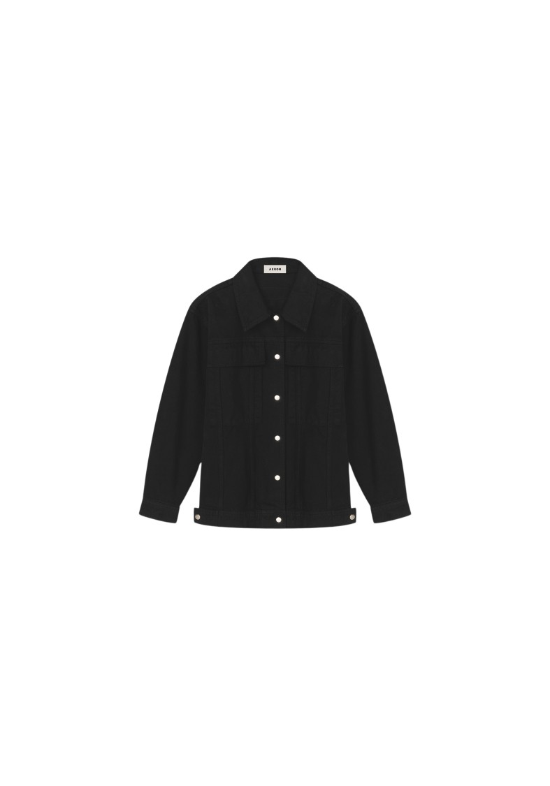 Shop Aeron Roisin - Waisted Denim Jacket In Black