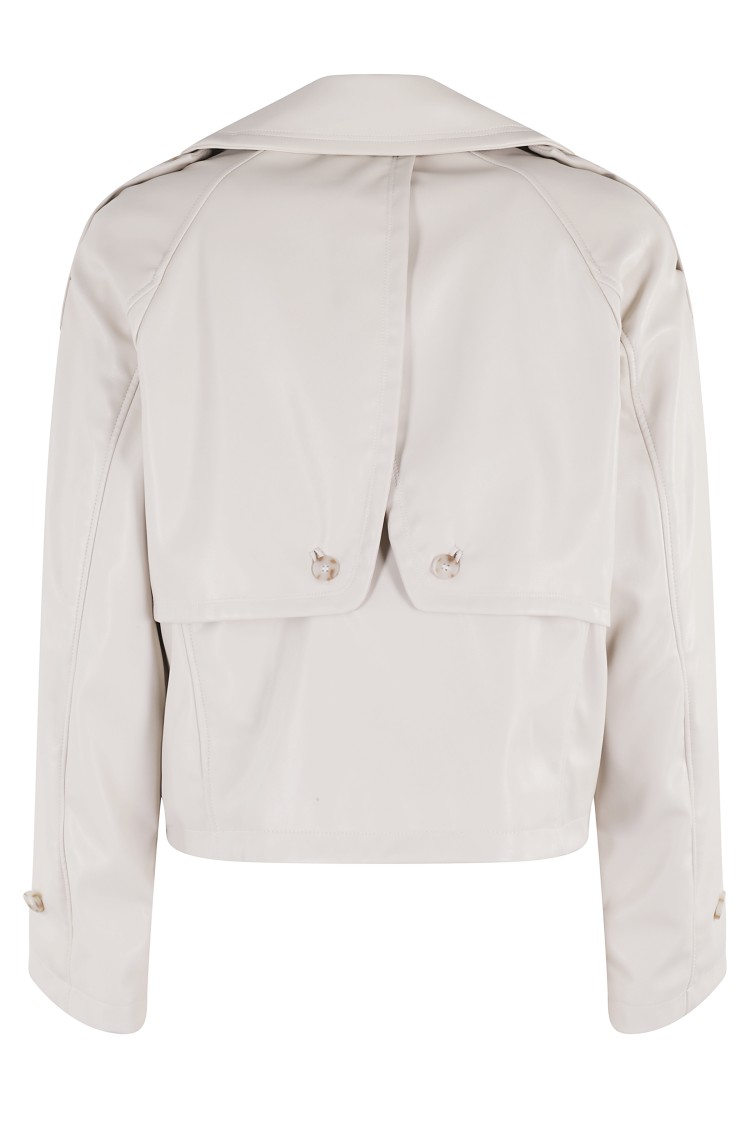 URBANCODE URBANCODE SHORT ECO-LEATHER TRENCH JACKET WITH DOUBLE-BREASTED CLOSURE