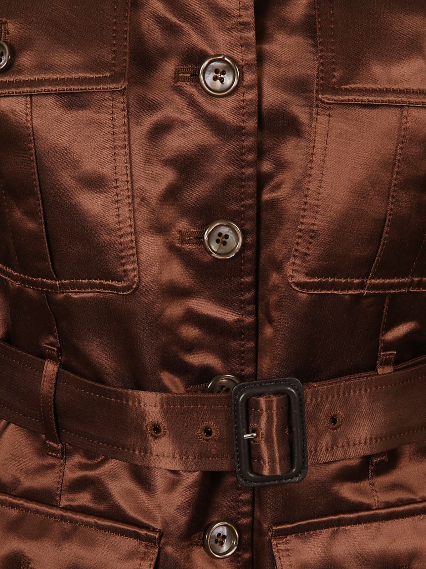 Tom Ford Cotton Blend Lustrous Duchess Jacket In Brown