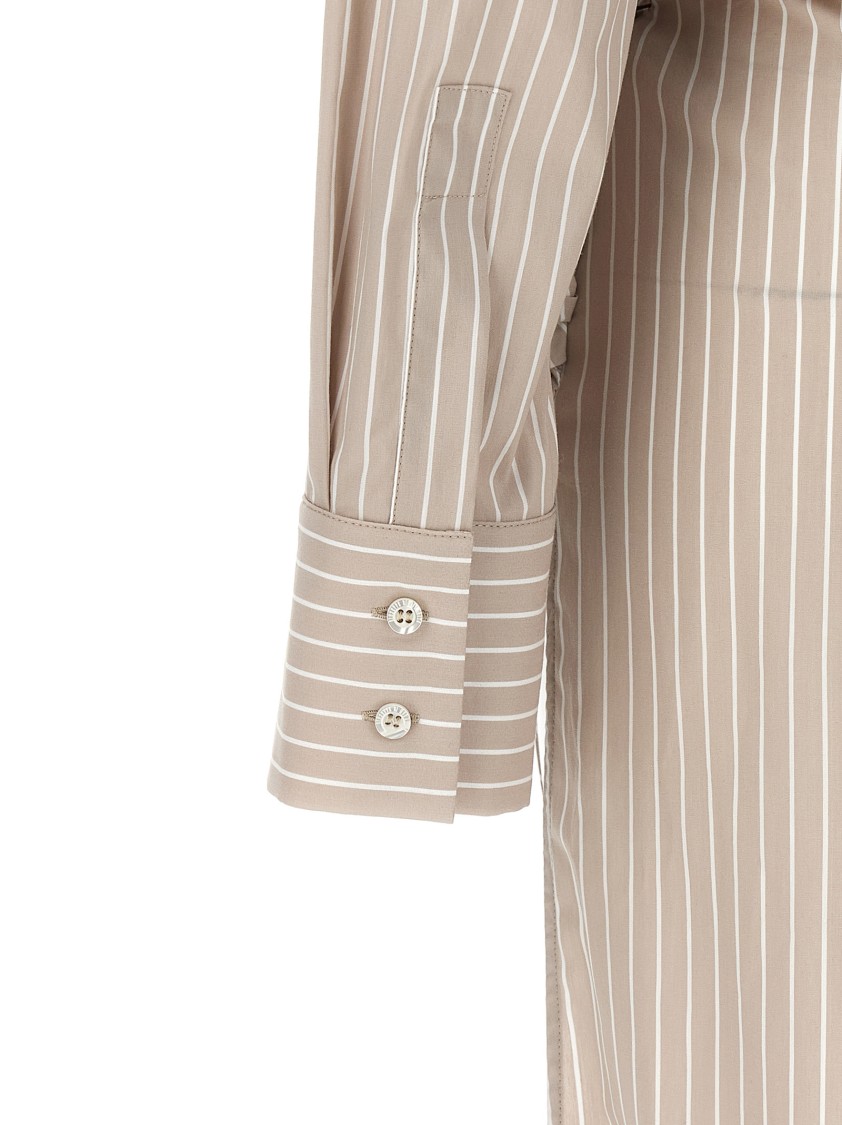 Giuseppe Di Morabito Waist Belt Striped Maxi Dress In Neutral