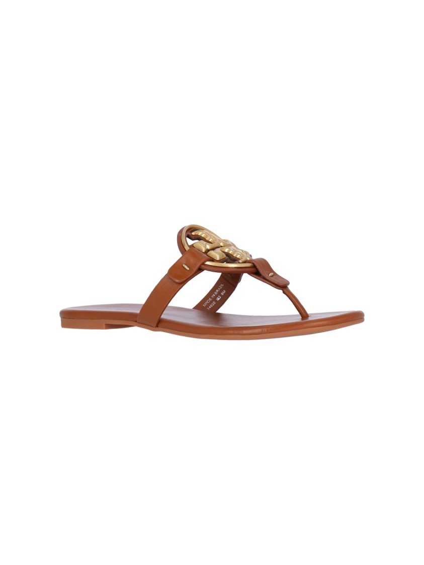 Tory Burch Metal Miller Soft Leather Sandals In Brown
