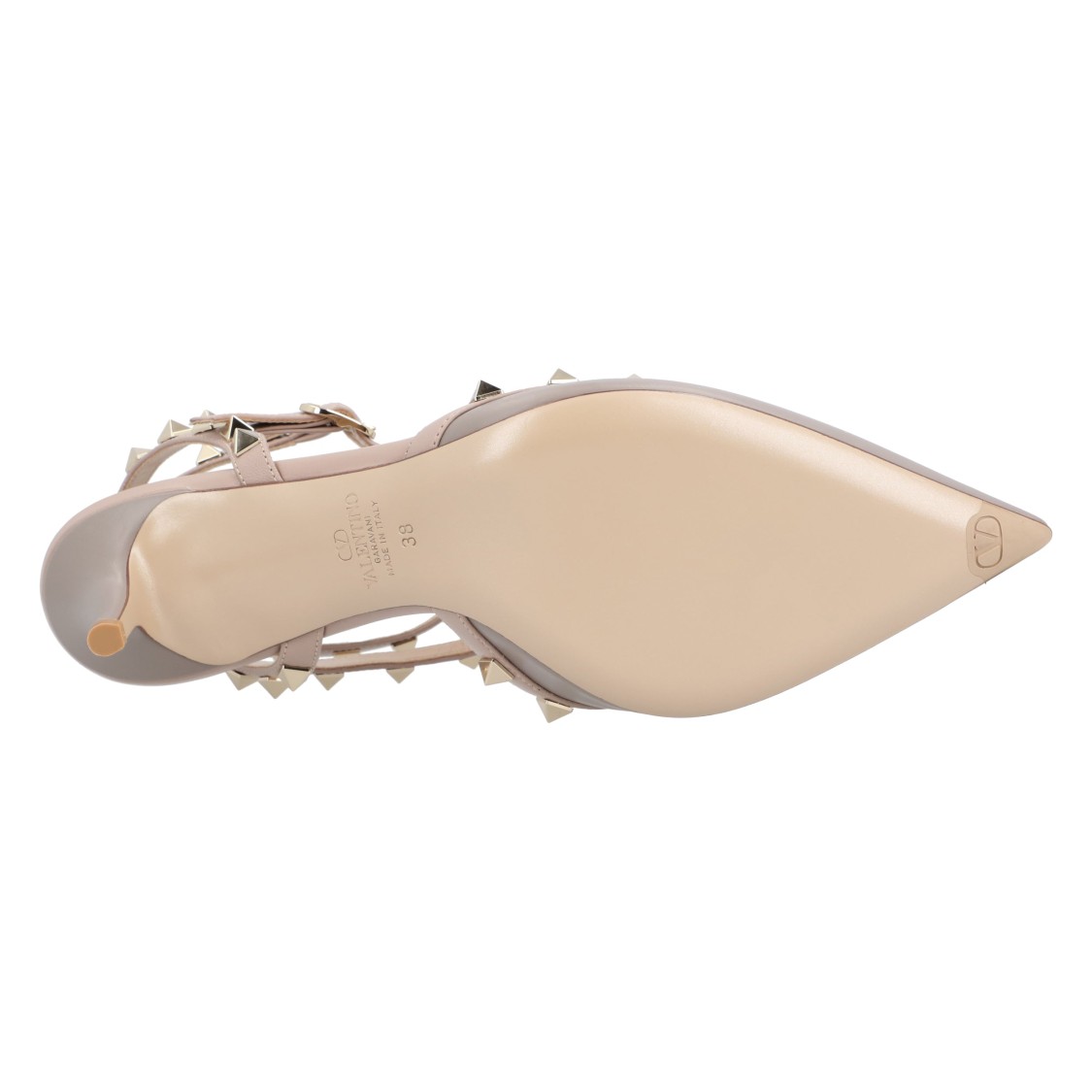 Valentino Rockstud Pointed-toe Pumps In Neutral