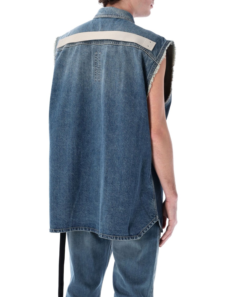 Shop Rick Owens Drkshdw Drkshdw By Rick Owens Boxy-fit Sleeveless Denim Outer Shirt In Blue