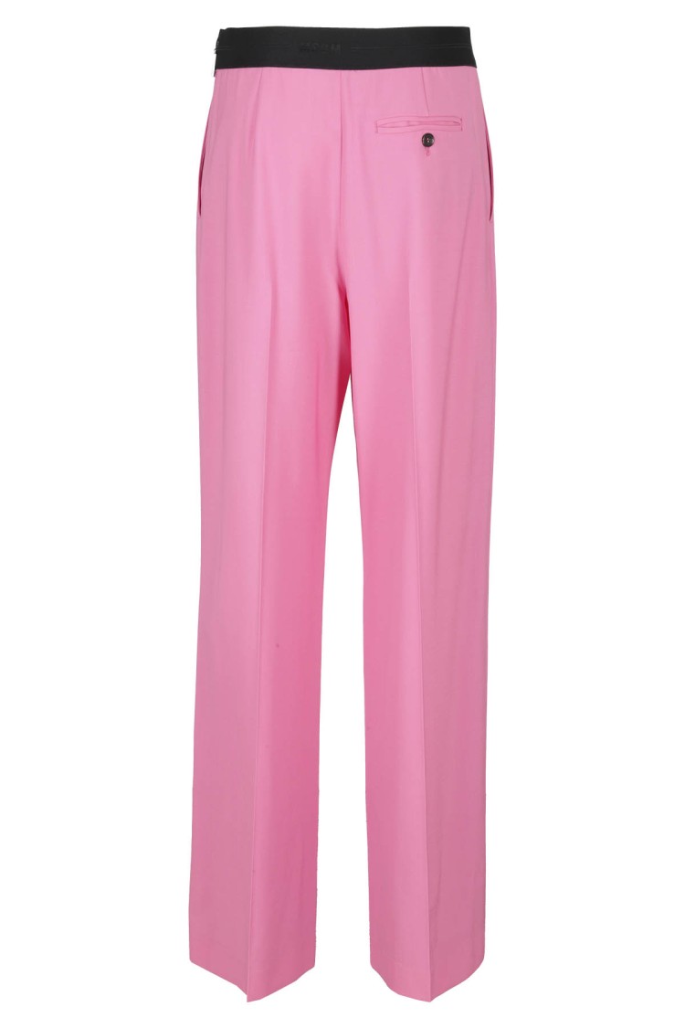Msgm Wide-leg Wool Suiting Pant In Pink