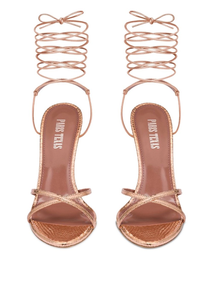 Paris Texas Gold Calfskin Sandals With Stiletto Heel