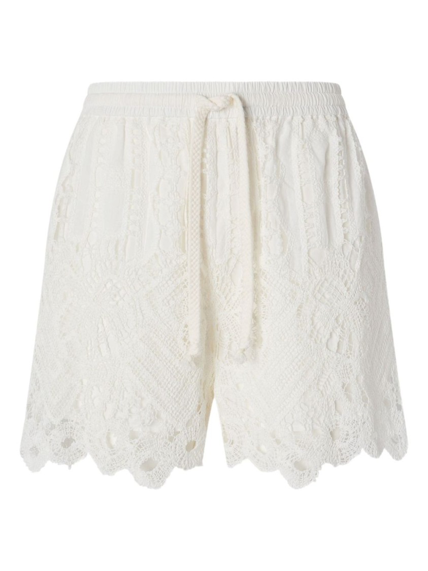 Pinko White Lace Design Serenata Rap Shorts