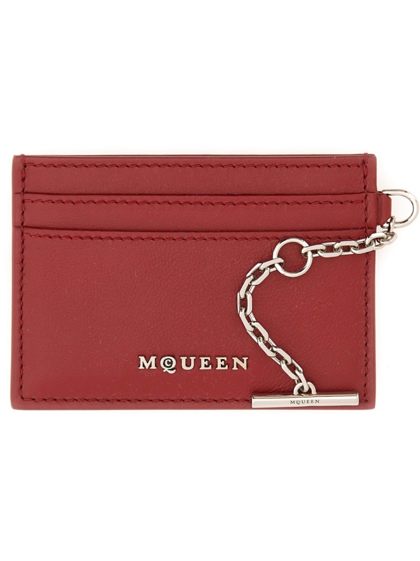 Shop Alexander Mcqueen Sling Card Holder In Red