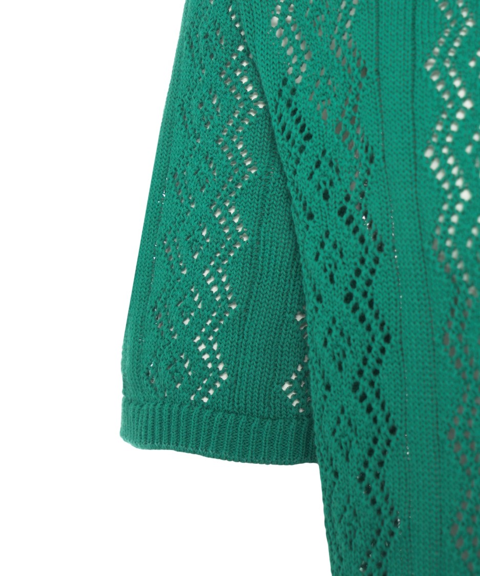 AMARANTO AMARANTO GREEN OPEN KNIT CARDIGAN
