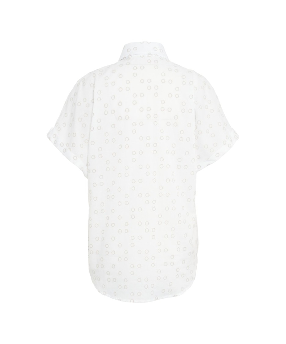 Himon's Himons Intricately Embroidered White Blouse With Rounded Hem In Gray
