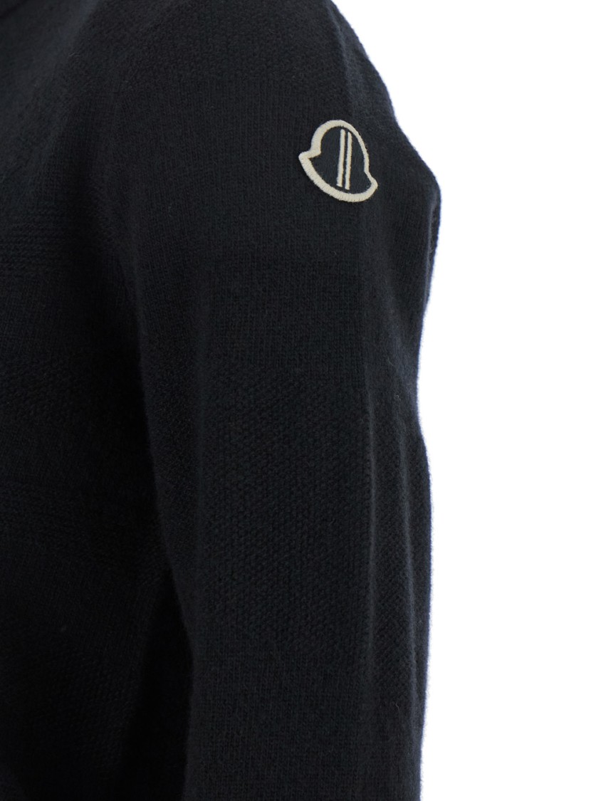MONCLER X RICK OWENS MONCLER X RICK OWENS BIKER' BLACK CREWNECK SWEATER