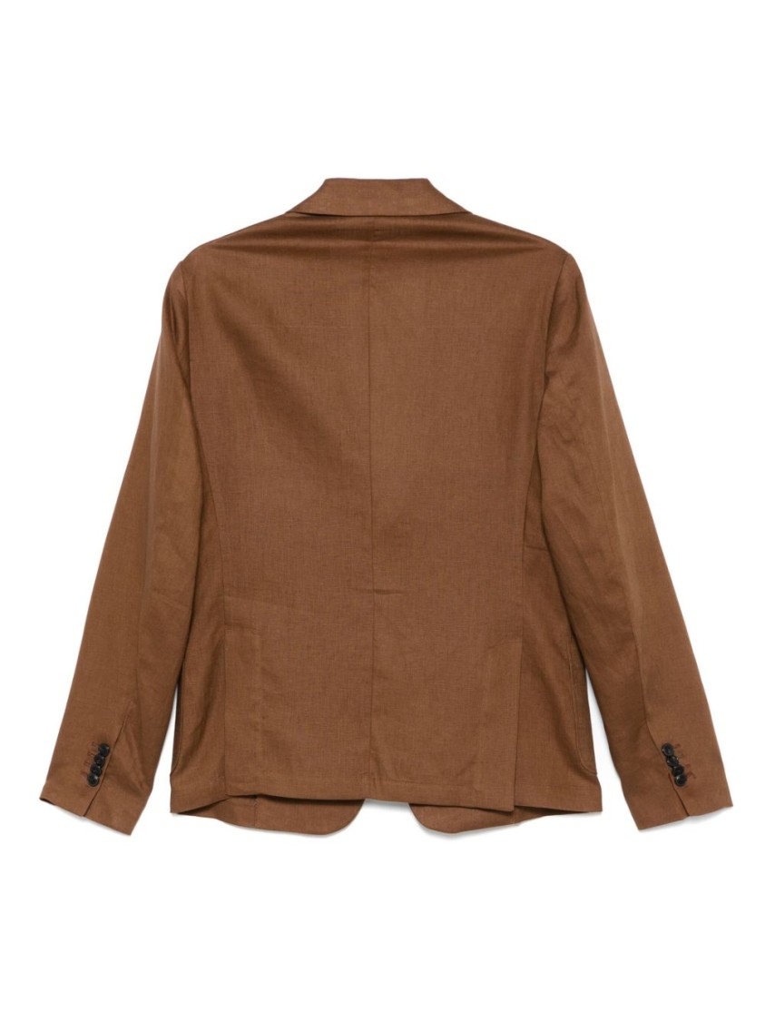 Shop Daniele Alessandrini Brown Linen Jacket With Tailored Silhouette