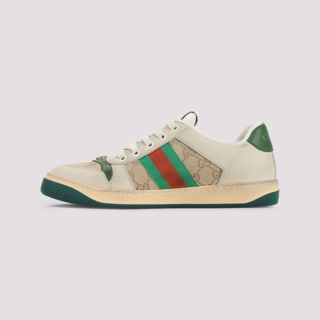 Gucci Screener Distressed Low-top Sneakers In Yellow
