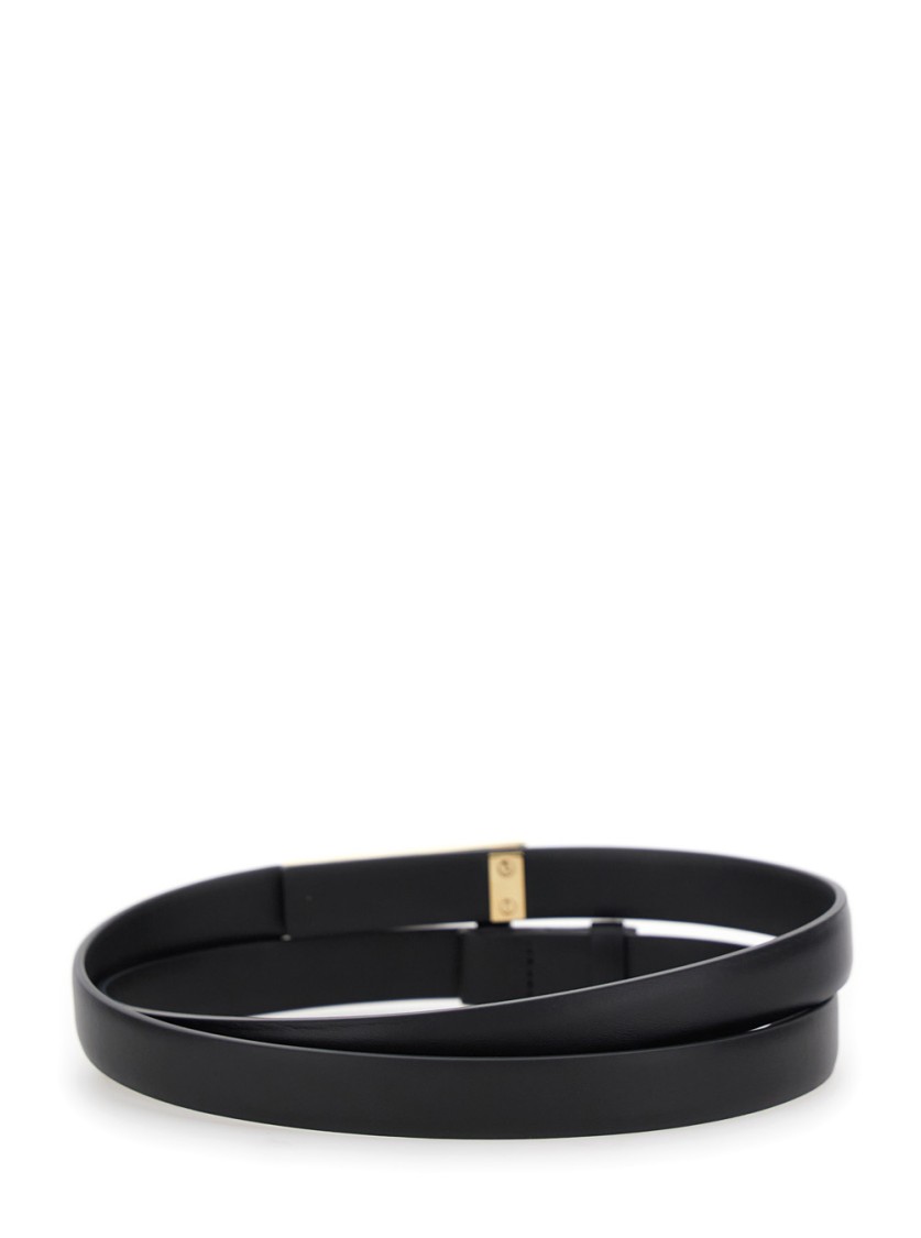 Ferragamo Black Belt With Gancini Detail On The Buckle In Black