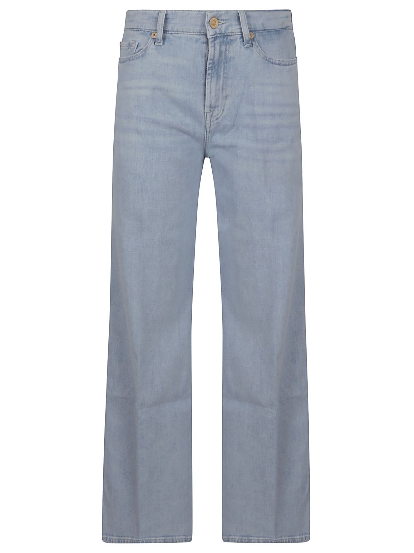 7 For All Mankind High Waist Relaxed Fit Trousers In Blue