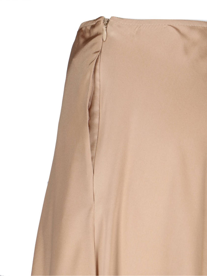 Ermanno Scervino High-waisted Midi Skirt With Draped Details In Neutral