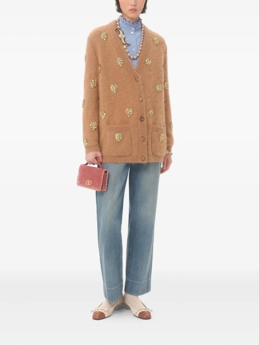 Valentino Classic Striped Cotton Top With Ruffled Collar In Blue