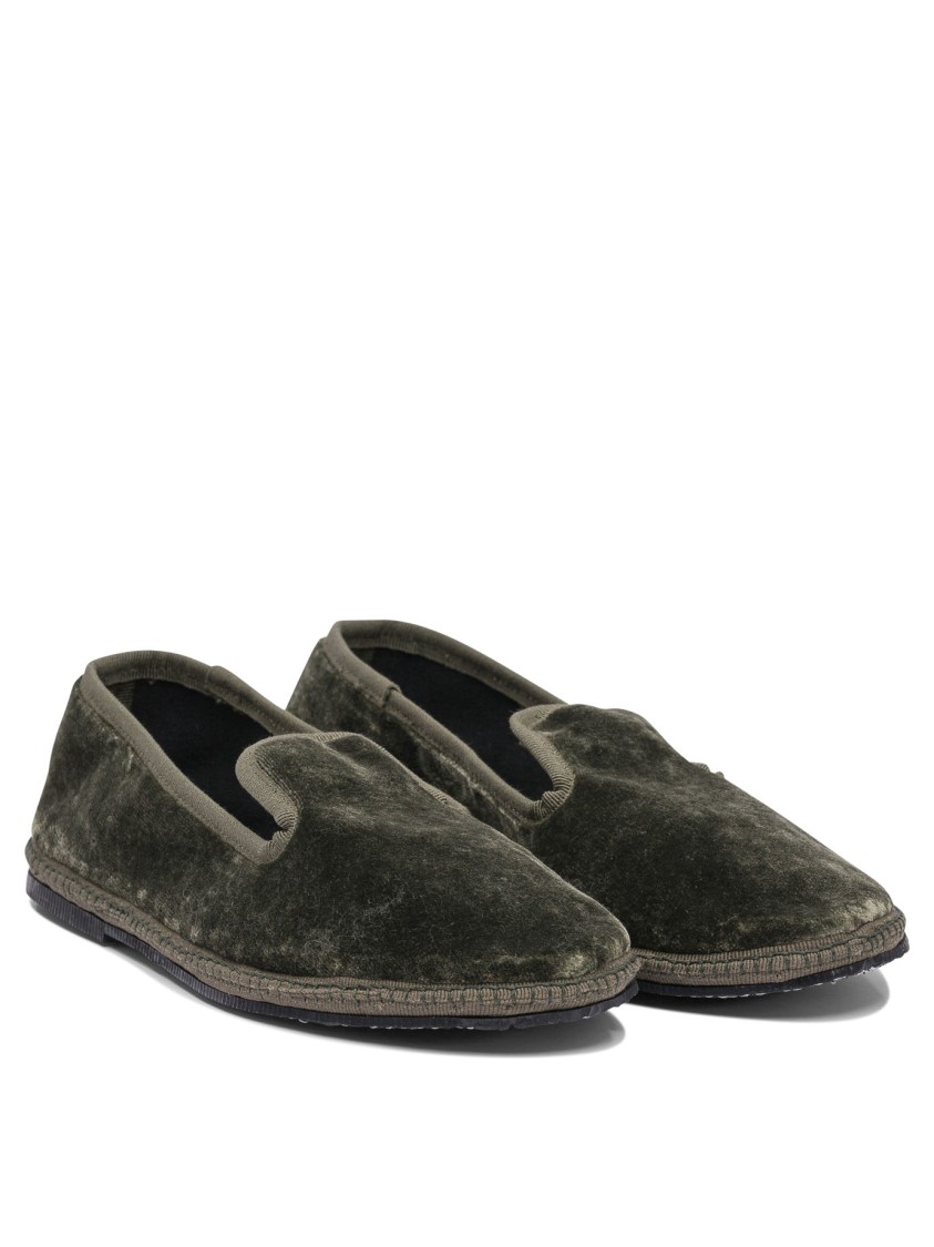 Sentier Di Segantin Roberta Green Loafers With Plush Texture And Durable Sole In Black