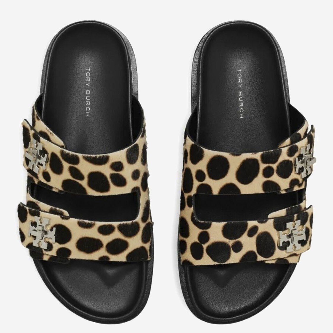 Tory Burch Slider Sandals With Leopadrata Pattern In Black