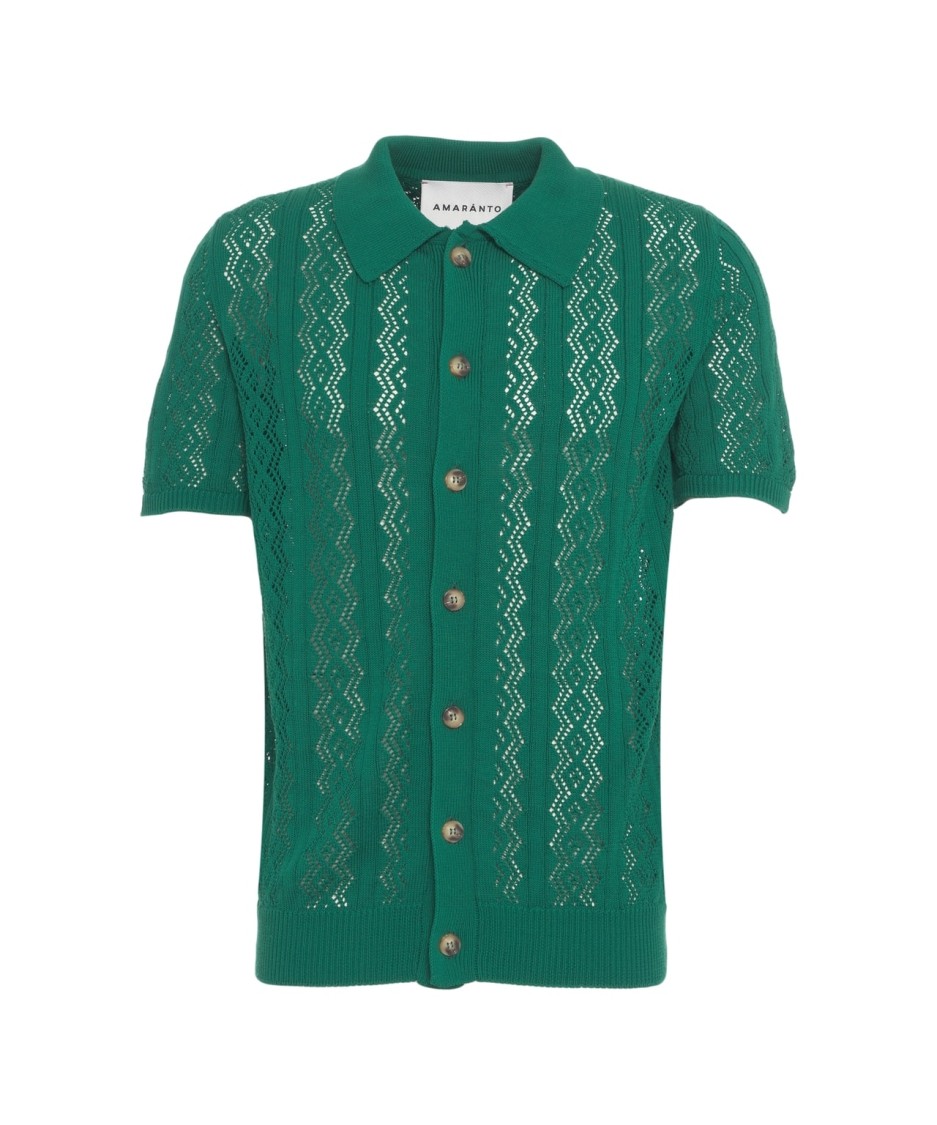 AMARANTO AMARANTO GREEN OPEN KNIT CARDIGAN